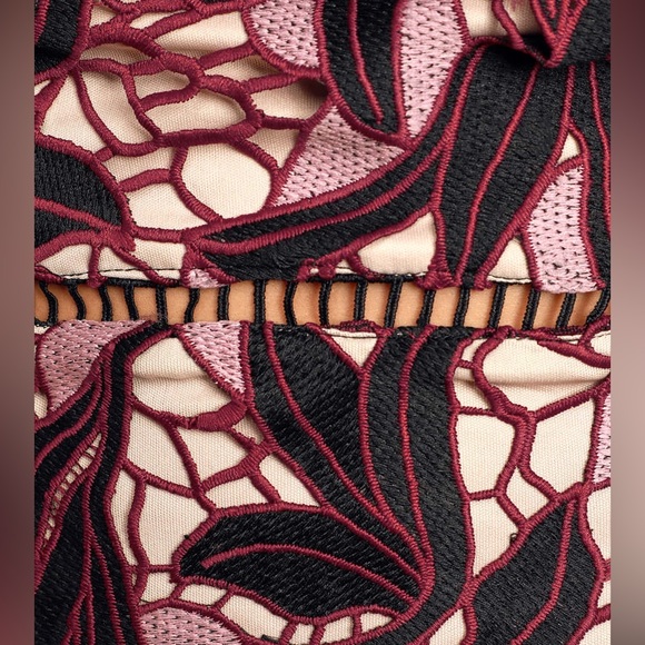 Lulus Women’s Dress Size Medium Jana Pink and Black Crochet Lace Strapless Party - Picture 4 of 15